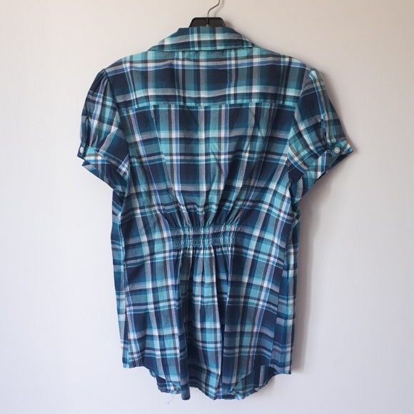 Blue sinched flannel - Picture 2 of 3